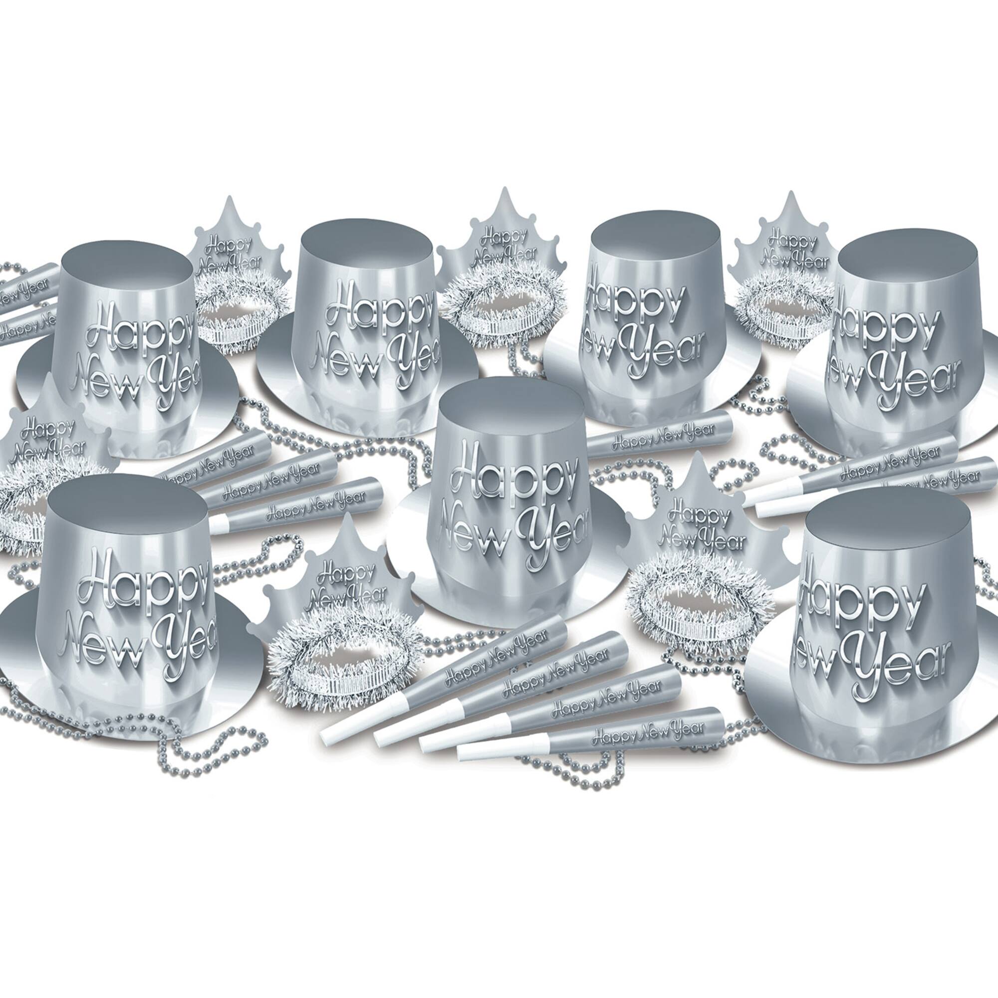 Beistle Silver New Year Assortment Kit for 50